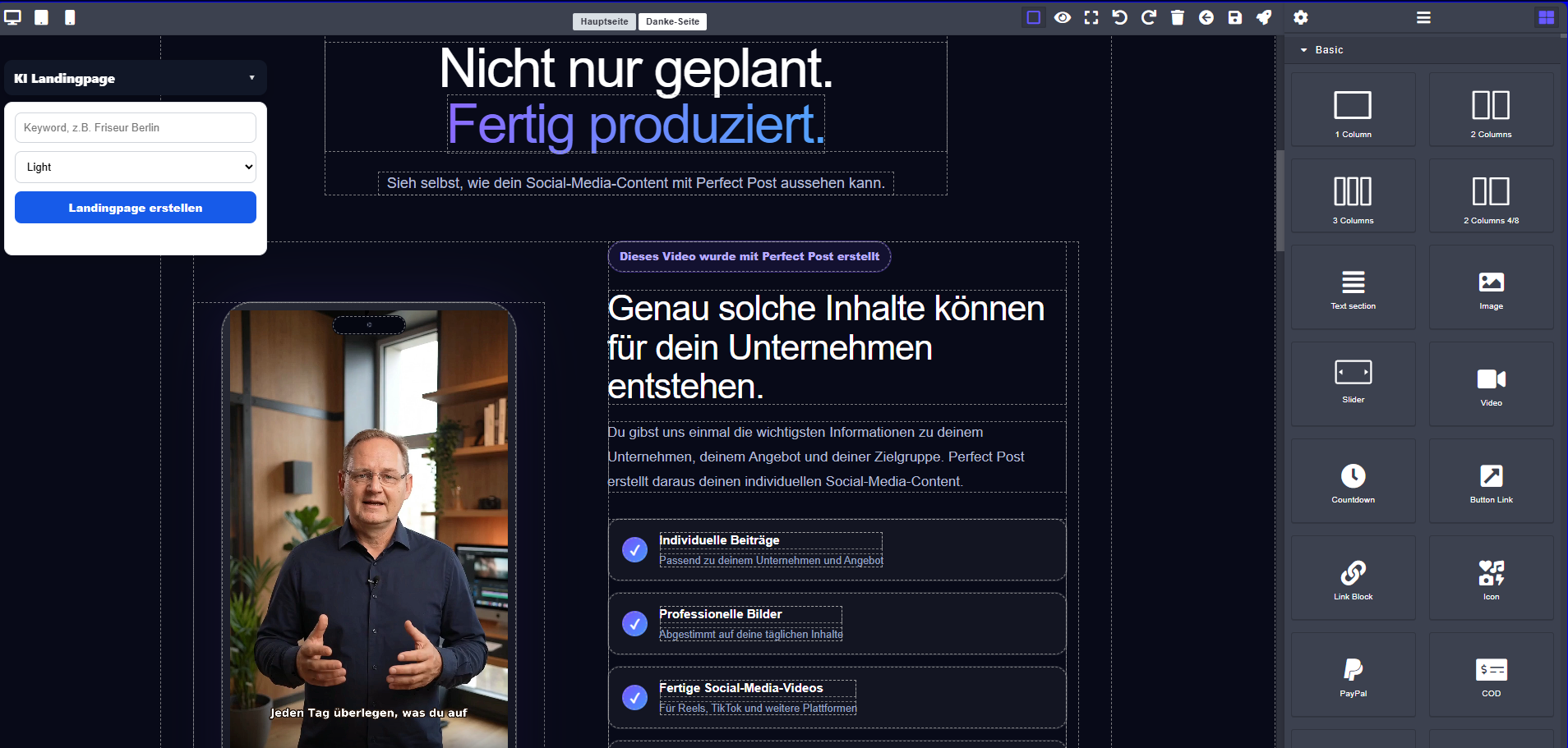 Echte Aufnahme des EasyFunnel Builders